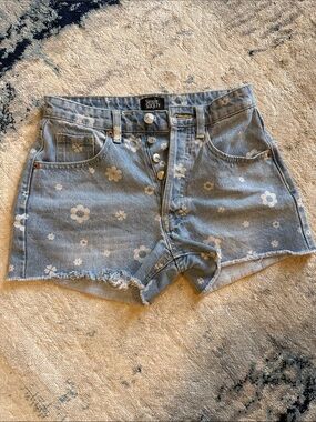 Simple Society Light Blue Daisy Denim Shorts for Girls